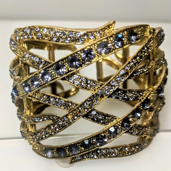 Lavender Jewel Encrusted Triple Hinge Cuff Bracelet - Picture 8 of 8